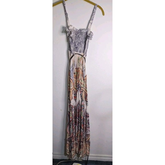 Akualani Maxi Dress Size Small Smocked Chest Paisley Multicolored Boho - Picture 1 of 7